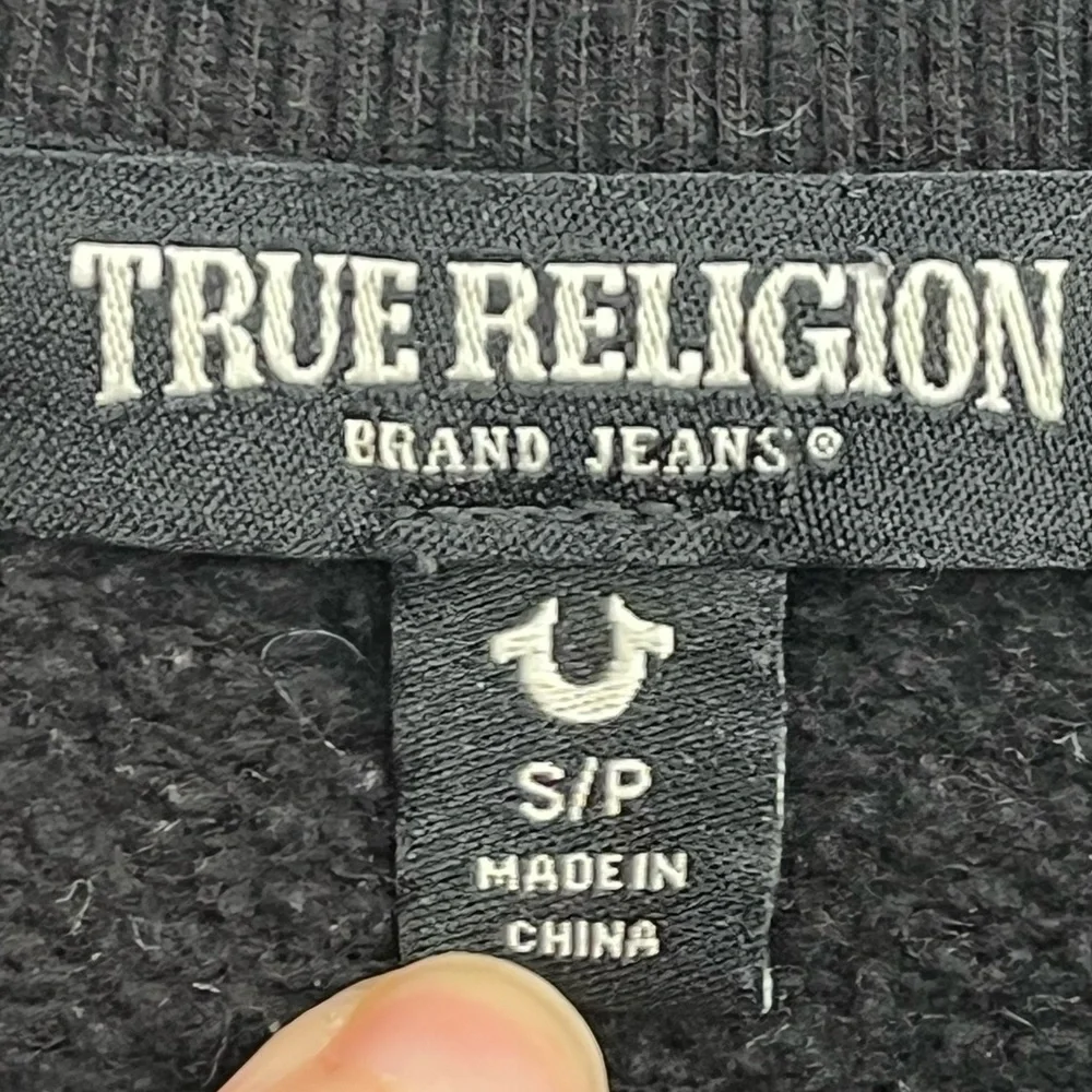 True Religion Arch Logo Black Crew Neck Sweatshirt Sz Small Unisex